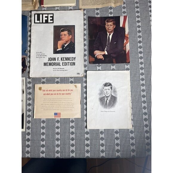 JFK Ephemera Lot -  Newspapers, Life Magazine, Memorial, Jackie O. Book Oswald - Picture 7 of 16